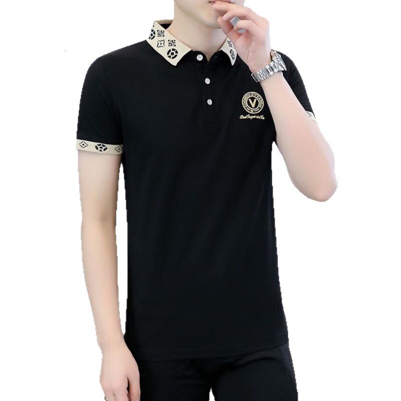 Hardworking Fashion Summer Polo Shirt Striped Mens Designer Short Sleeve T-shirt Ice Silk Flip Collar Slim Half Sleeve Top Comfortable and Breathable