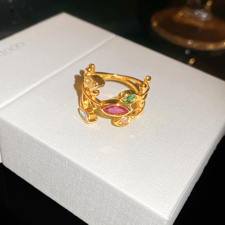 Exquisite ultra-shiny zircon flower fashion open elegant palace-style index finger ring, light luxury high-end jewelry for women - view 7