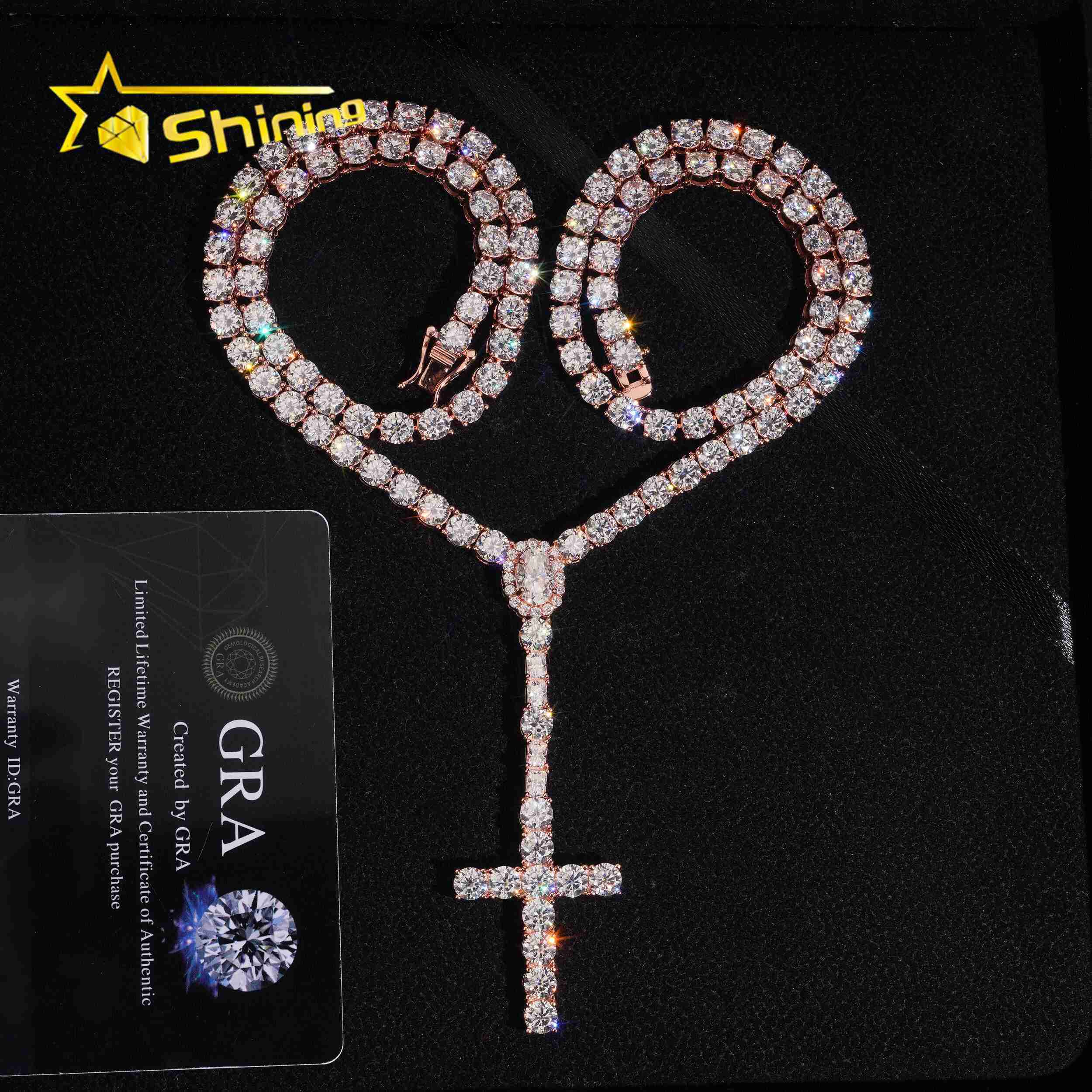 Custom Cross Pendant Chain Set Tennis Chain One Row Cross Jewelry Manufacturer Custom Moissanite Pendant - view 5