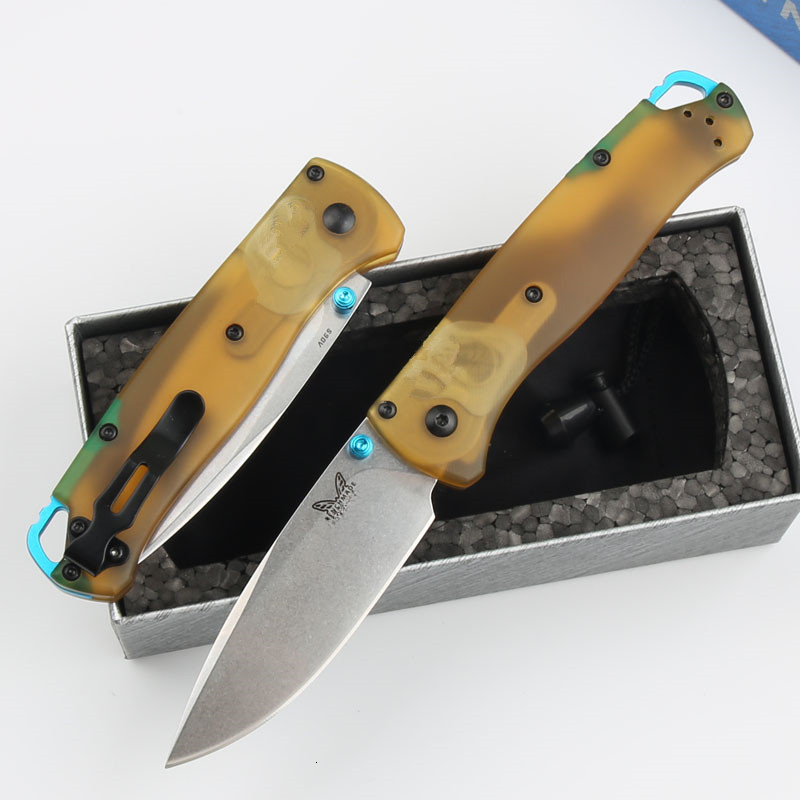 BM 535 PEI Transparent Outdoor Folding Knife Wild Camping Convenient Sharp Knife EDC Fruit Pocket knives for outdoor travel