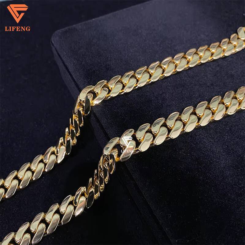 Fashion New Style 14mm Cuban Link Chain Yellow Gold Plated 925 Sterling Silver Hip Hop Fine Jewelry Plain Necklace Bracelet
