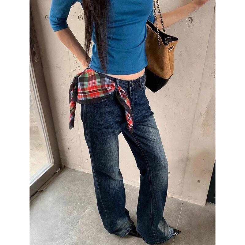 Women'sBlue Jeans Hip-hop Fashion Vintage Streetwear Y2K Wide Leg Straight High Waist Trouser Classic Baggy Denim Pants 2025 dongdumaoyi