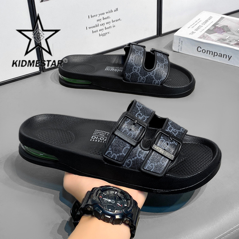 Designer Luxury Men's Casual Outdoor High-end Beach Sandals For Home Wear Comfortable Korean-style Lightweight Double Buckle Style With Anti-slip