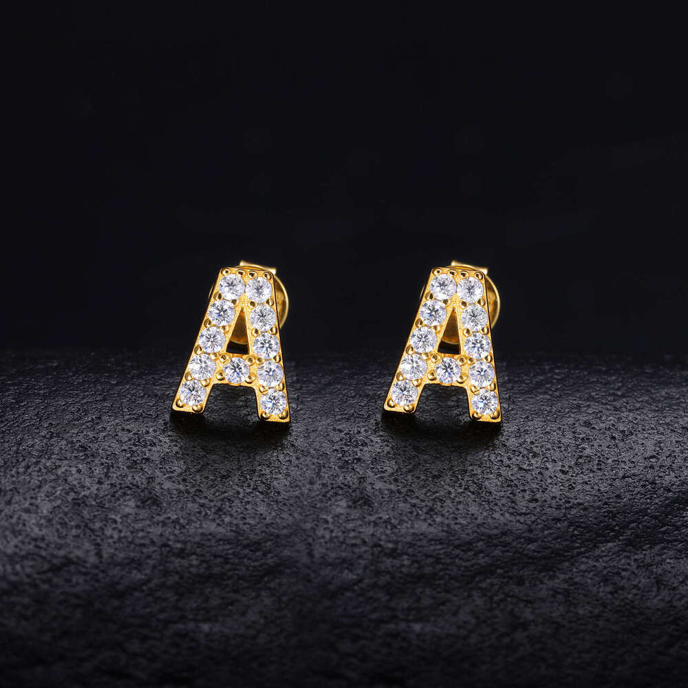 S925 silver moissanite hip-hop new simple style, 26 letter earrings, trendy fashion earrings for women - view 3