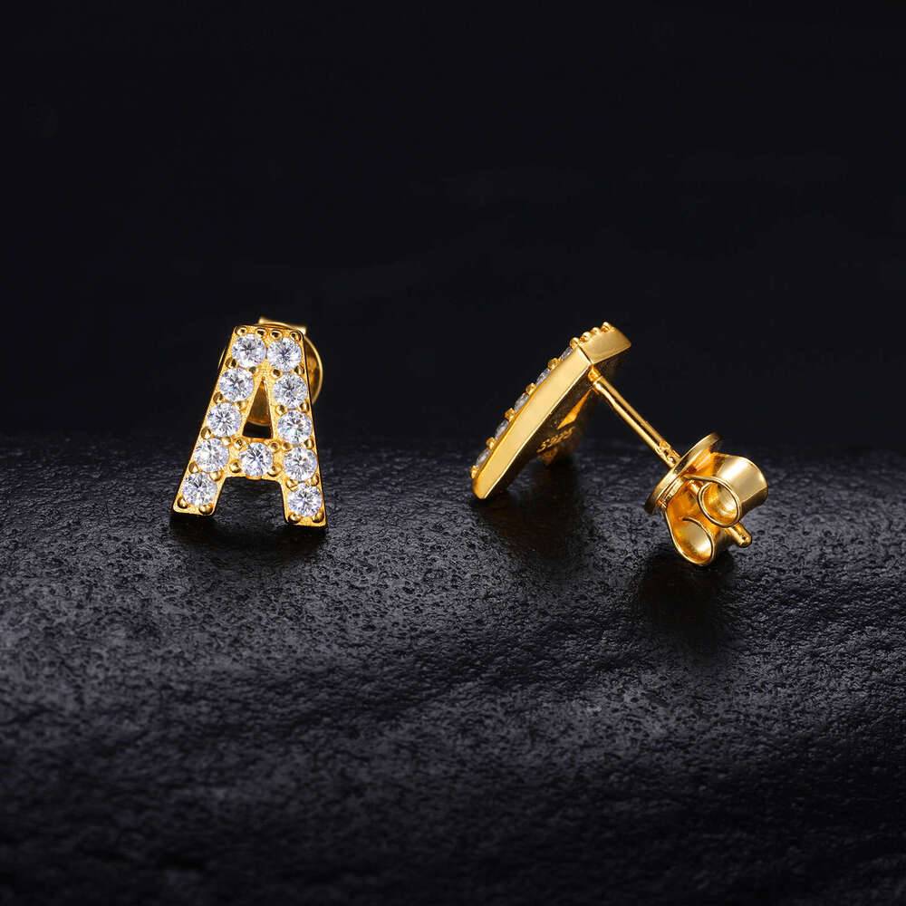 S925 silver moissanite hip-hop new simple style, 26 letter earrings, trendy fashion earrings for women - view 6