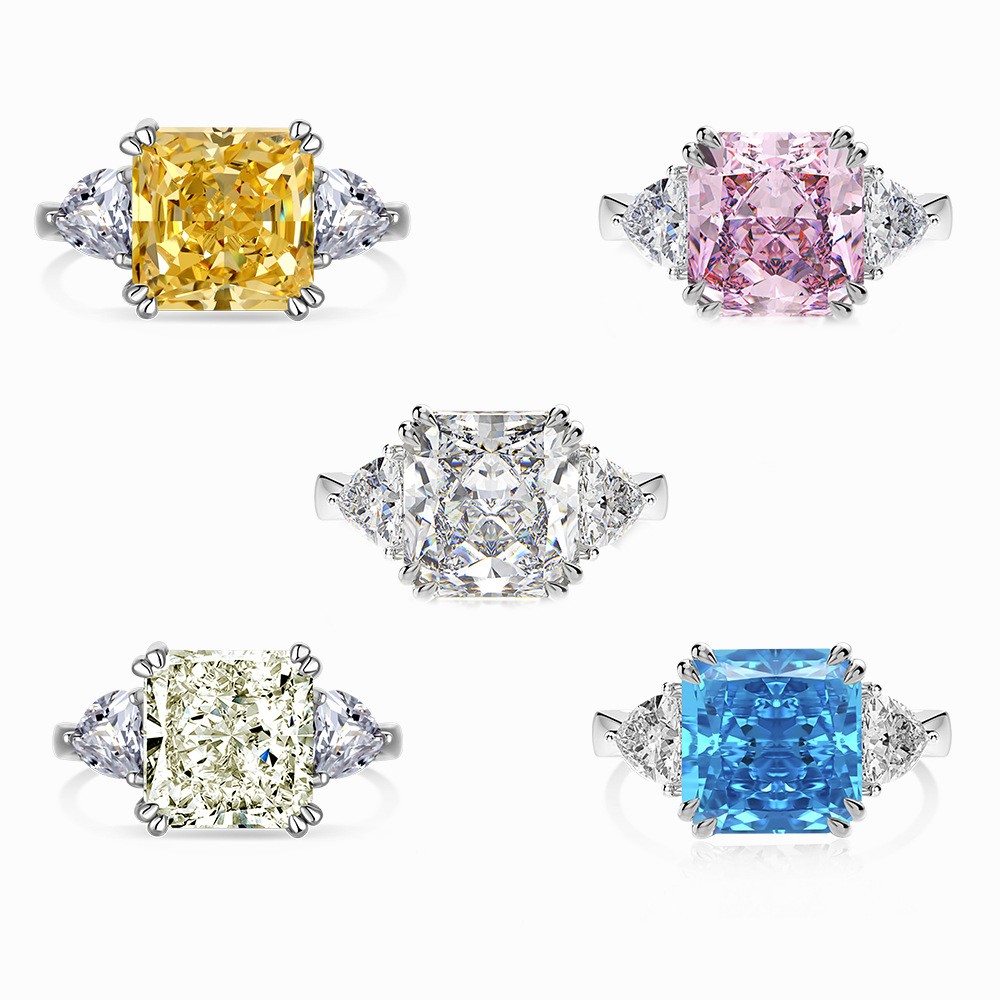 Choucong 5CT Radiant Cut High Carbon Diamond Luxury Jewelry 100% Solid 925 Sterling Silver Party Three Stone Eternity Women Wedding Bridal Ring For Da