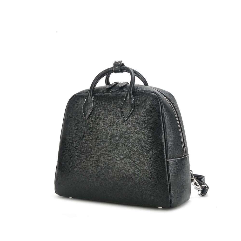 New THY Korean Kim Bag, Lychee Pattern Top Layer Cowhide, Niche Luxury Design, Handheld Backpack Dual-use, Large Capacity Commuter Laptop Bag SENYY