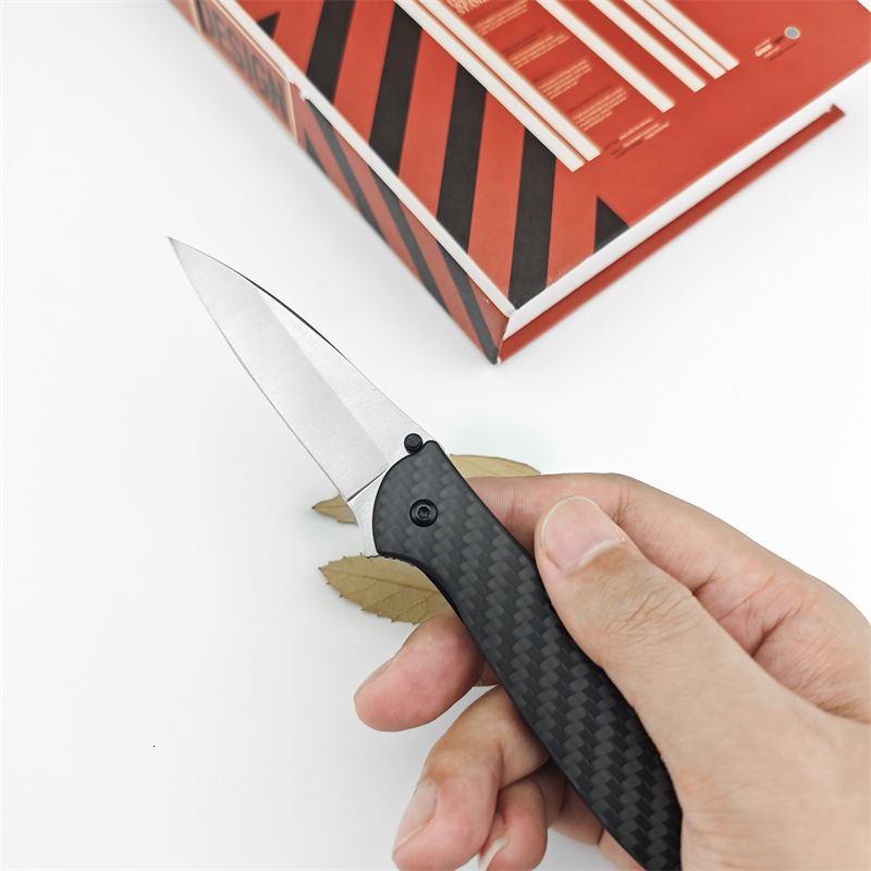 KS 1660 Outdoor Folding Knife 8Cr13MoV Steel Blade with Carbon Fiber Handle Camping Hunting Mountaineering Everyday Carry Tool