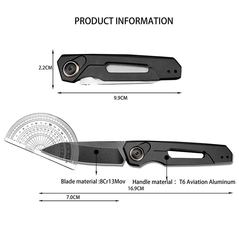 7550 Folding Knife High-Hardness 8Cr13Mov Blade T6 Aviation Aluminum Handle Practical Outdoor Camping Self-Defense EDC Tool