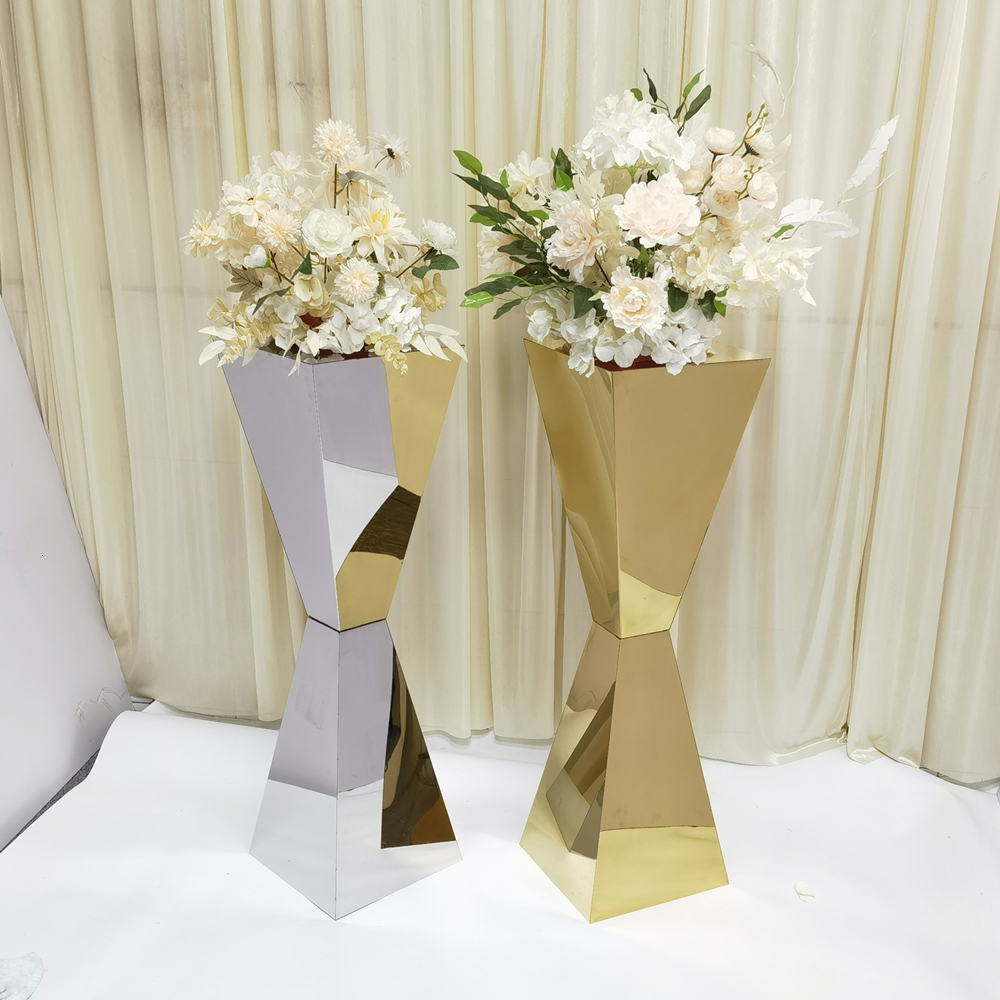 Wedding Table Centerpieces Stainless Steel Flower Stands Vases Road Lead Party Decoration