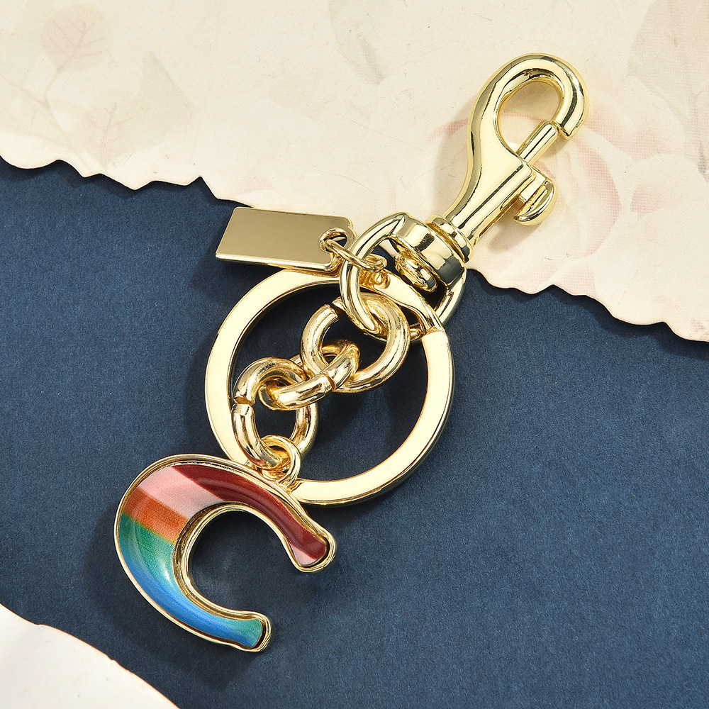 bestseller rainbow C letter metal keychain, multi-color letter C bag pendant, exquisite and versatile pendant for women x2