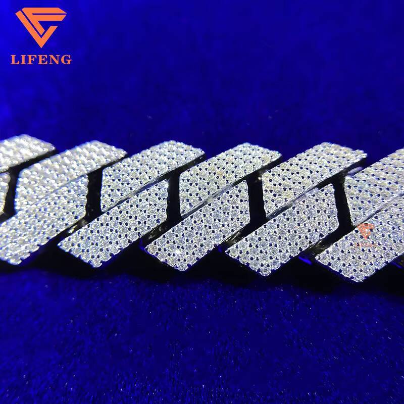 Lifeng Jewelry Hot Miami Hip Hop Cuban Link Chain Bracelet Men 15mm Moissanite Cuban Chain Bracelet Fashion Jewelry Charm