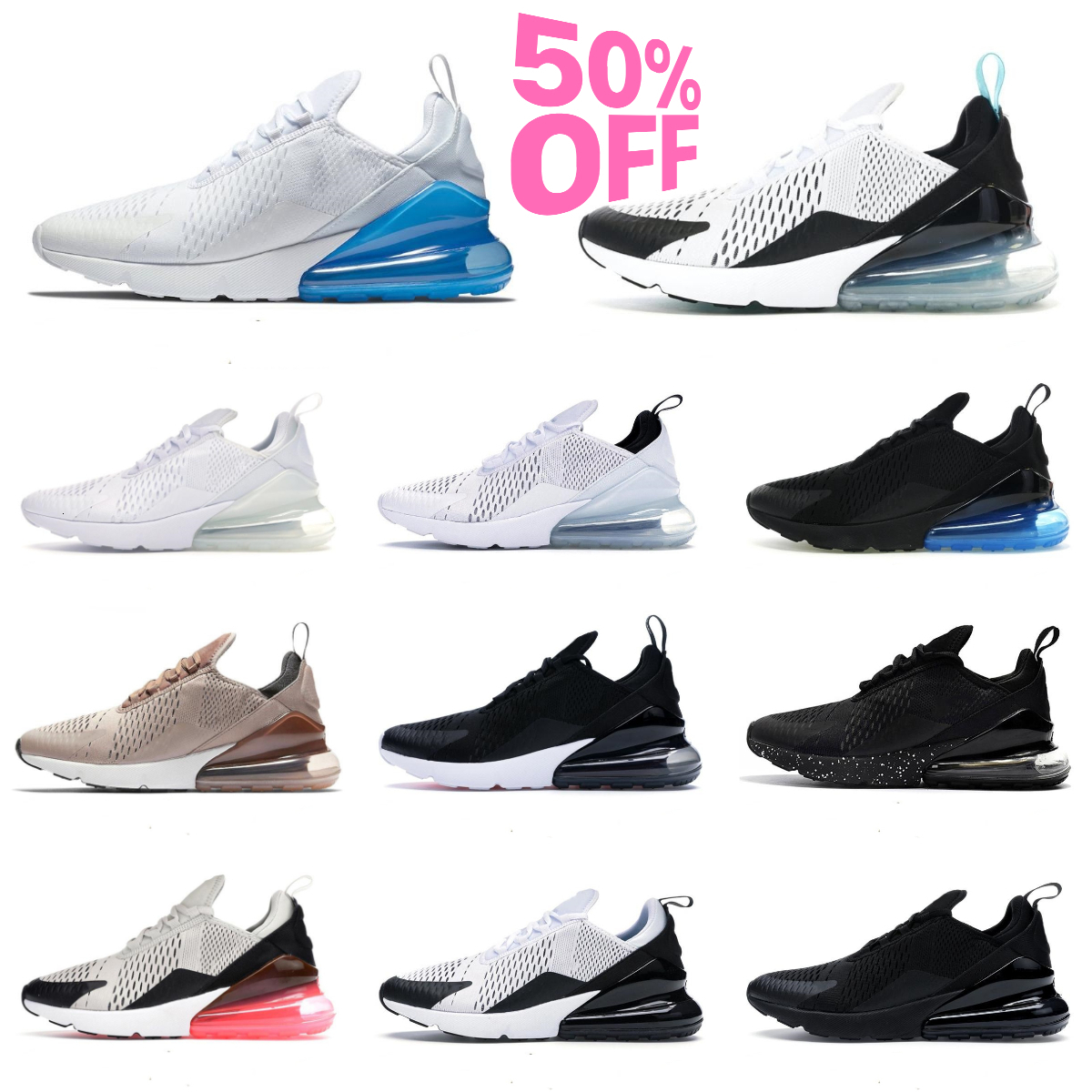 Designer 270 270s React Mens Running Shoes Triple White Black University Red Light Soft Pink Night Maroon Cactus Jack UNC Medium Olive Women Outdoor Sports Sneakers