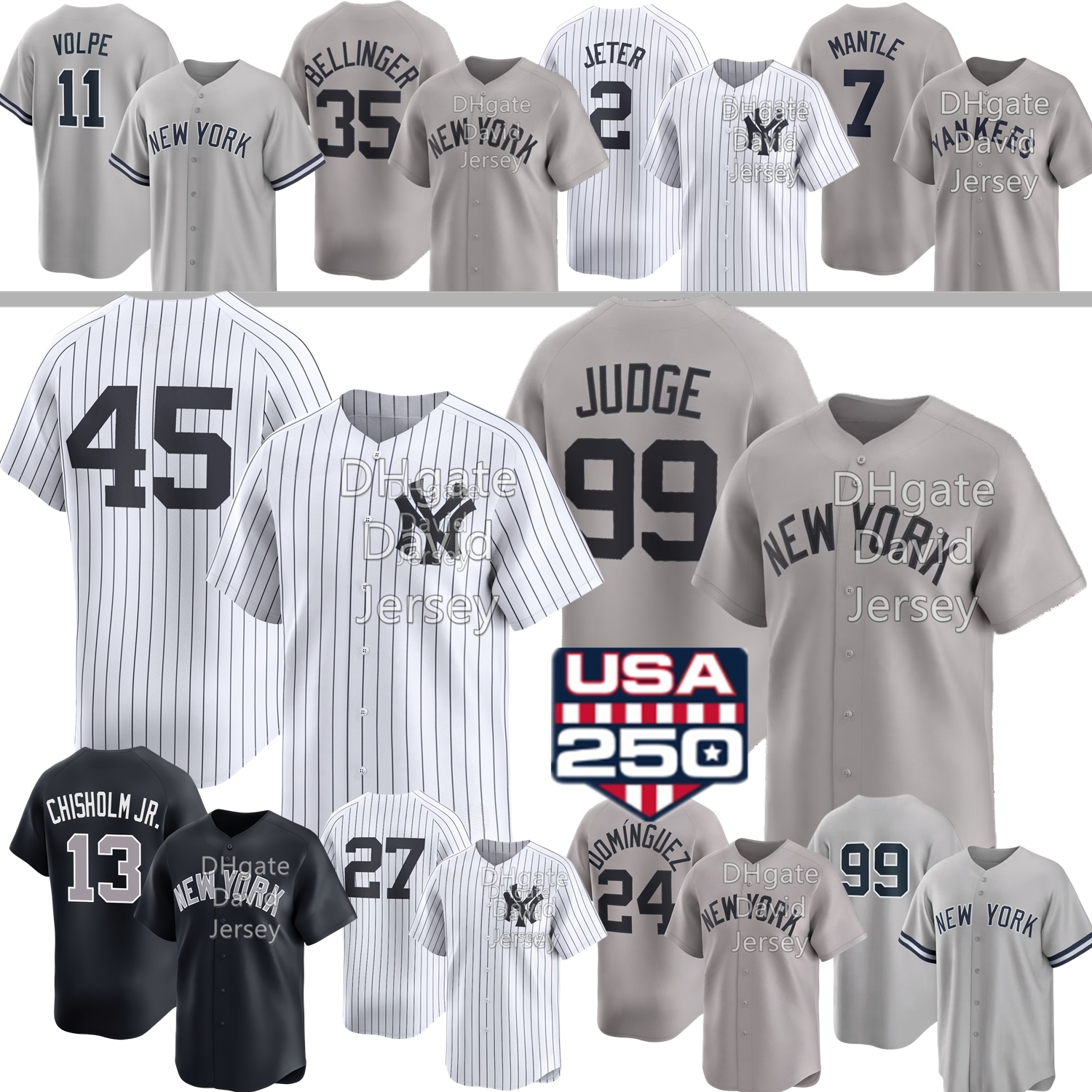 NY YankeesS Baseball Jersey Aaron Judge Jasson Dominguez Gerrit Cole Anthony Volpe Max Fried Derek Jeter Paul Goldschmidt Chisholm Jr Ruth Mantle Stan