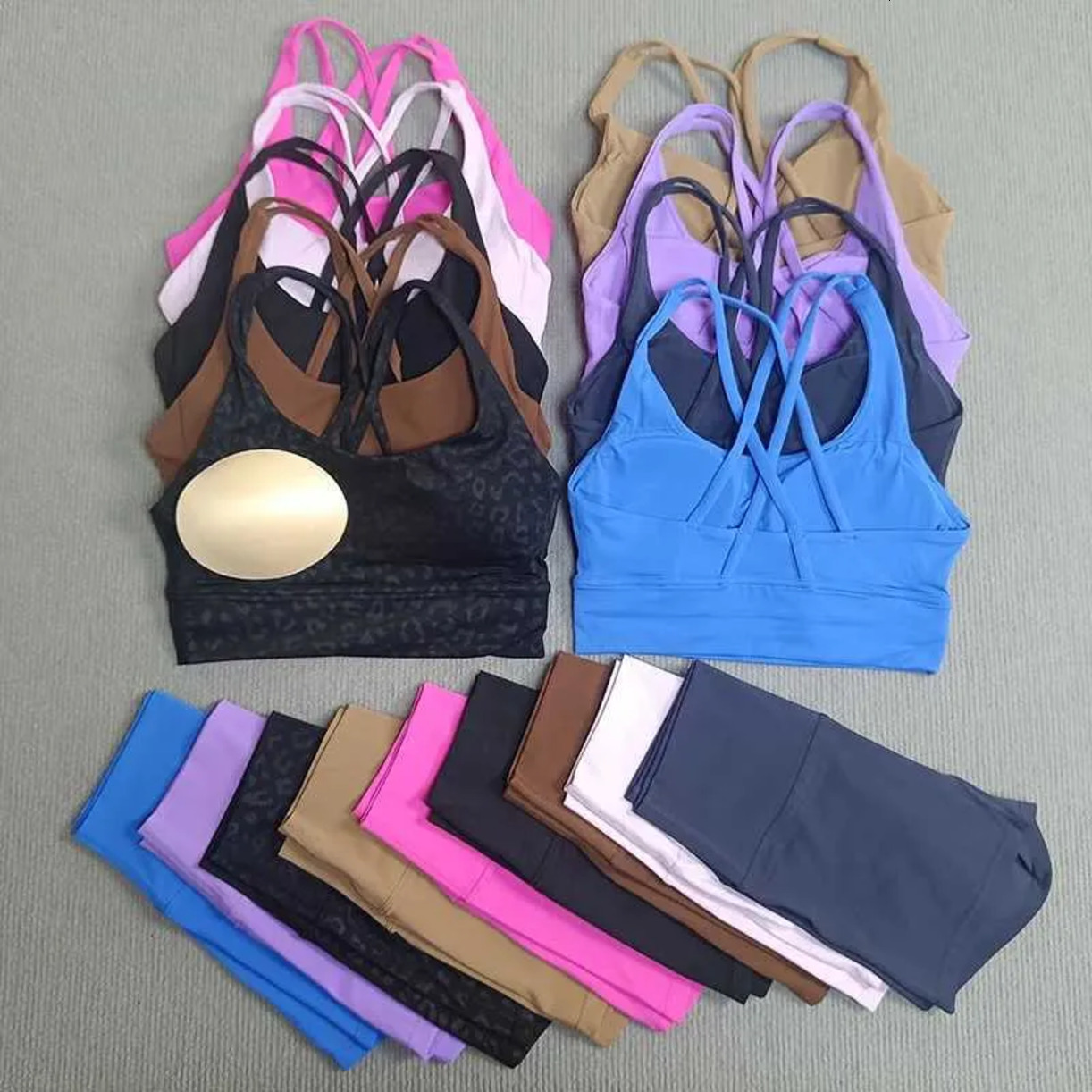 2026 Gym Clothe Set Womens Solid Color Soft Gym Yoga Set 2Pc Cross Sport Bra And workout set Cycling Short Legging Tracksuit For Comprehensive Trainin