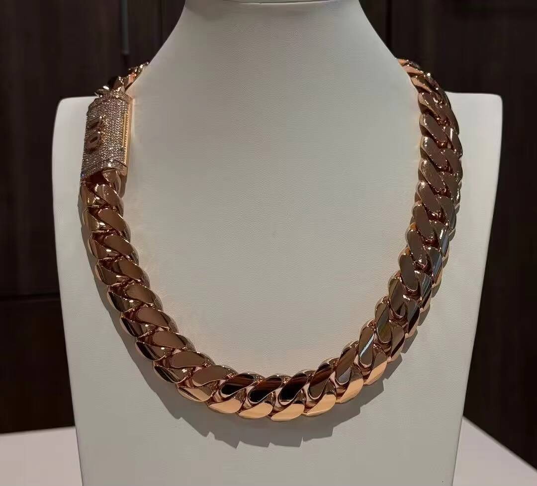 Fashion New Style 14mm Cuban Link Chain Yellow Gold Plated 925 Sterling Silver Hip Hop Fine Jewelry Plain Necklace Bracelet