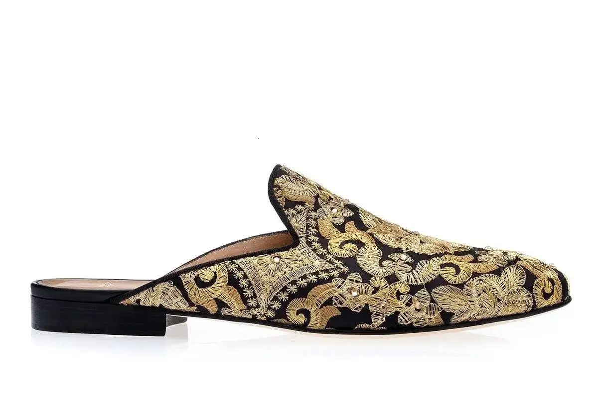 Mens Colorful Print Summer Leather Slippers Comfortable Flat Heel Slip On AntiSlip Mules Male Pointed Toe Sandal Shoes 260427 - view 7
