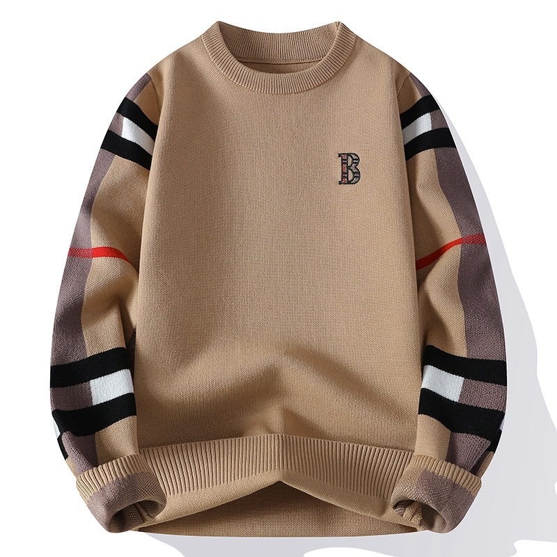 Autumn Winter Sweater Men's Stylish Round Neck Thickened Base Trendy Knitwear Casual Youth Warm Knitted Top - view 4