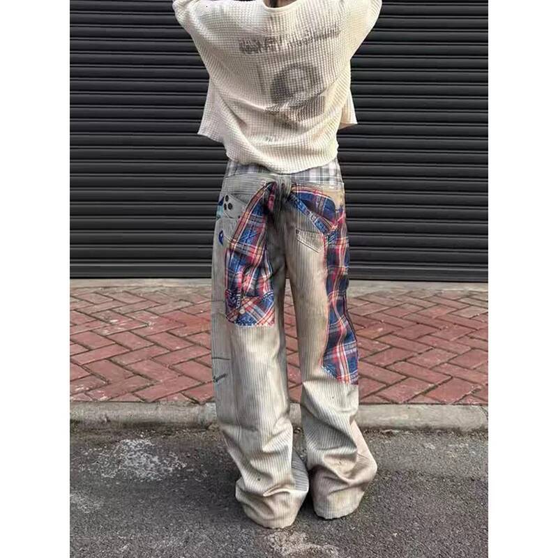 YIBASHU Women Y2k Baggy 3D Print Harajuku Vintage Denim Trousers Japanese 2000s Style Oversize Hip Hop Jeans Pants Clothes dongdumaoyi