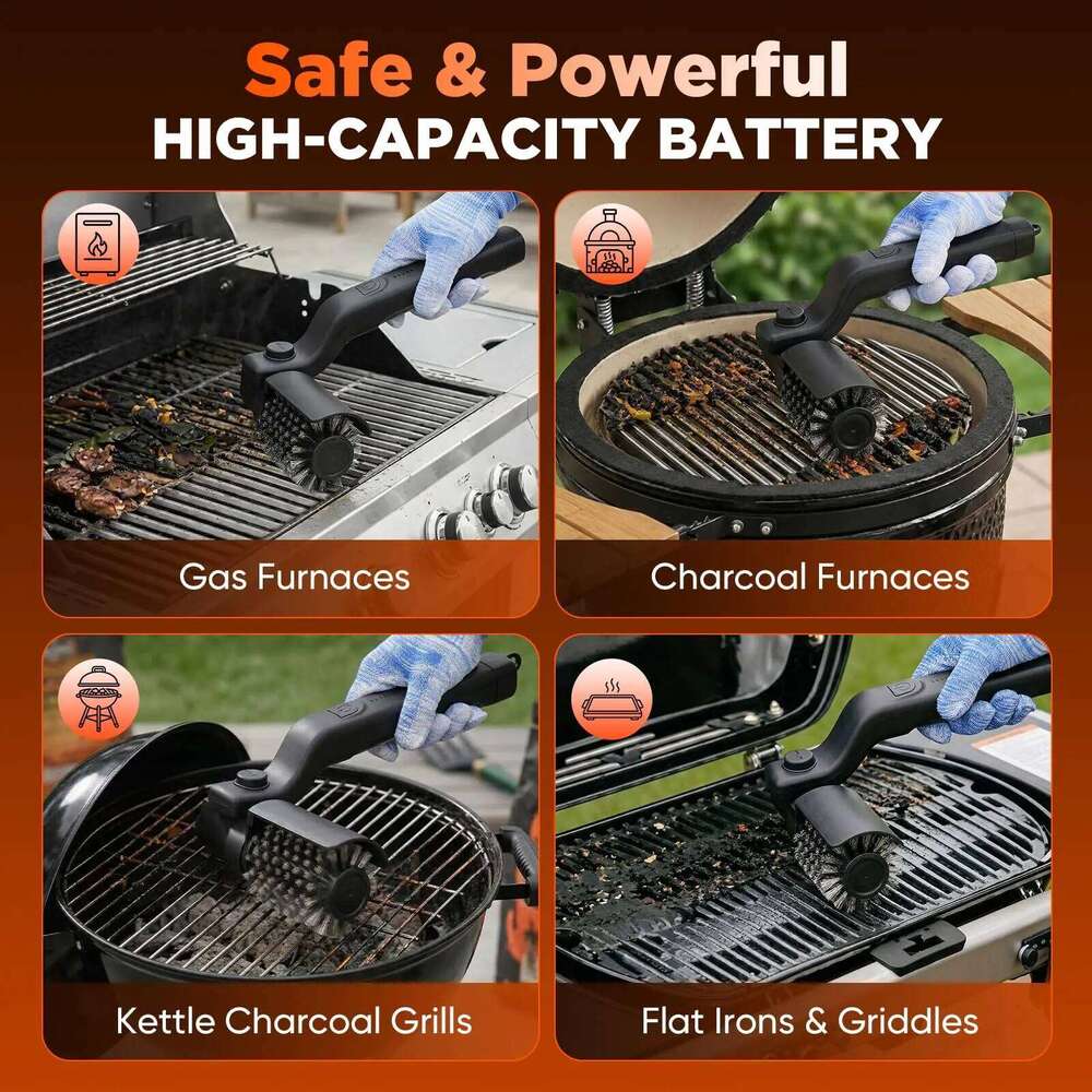 BBQ Brush 3-Speed Settings Electric Brush,180° Adjustable Head,90 Mins Grill Cleaner for Outdoor Griddles Smokers