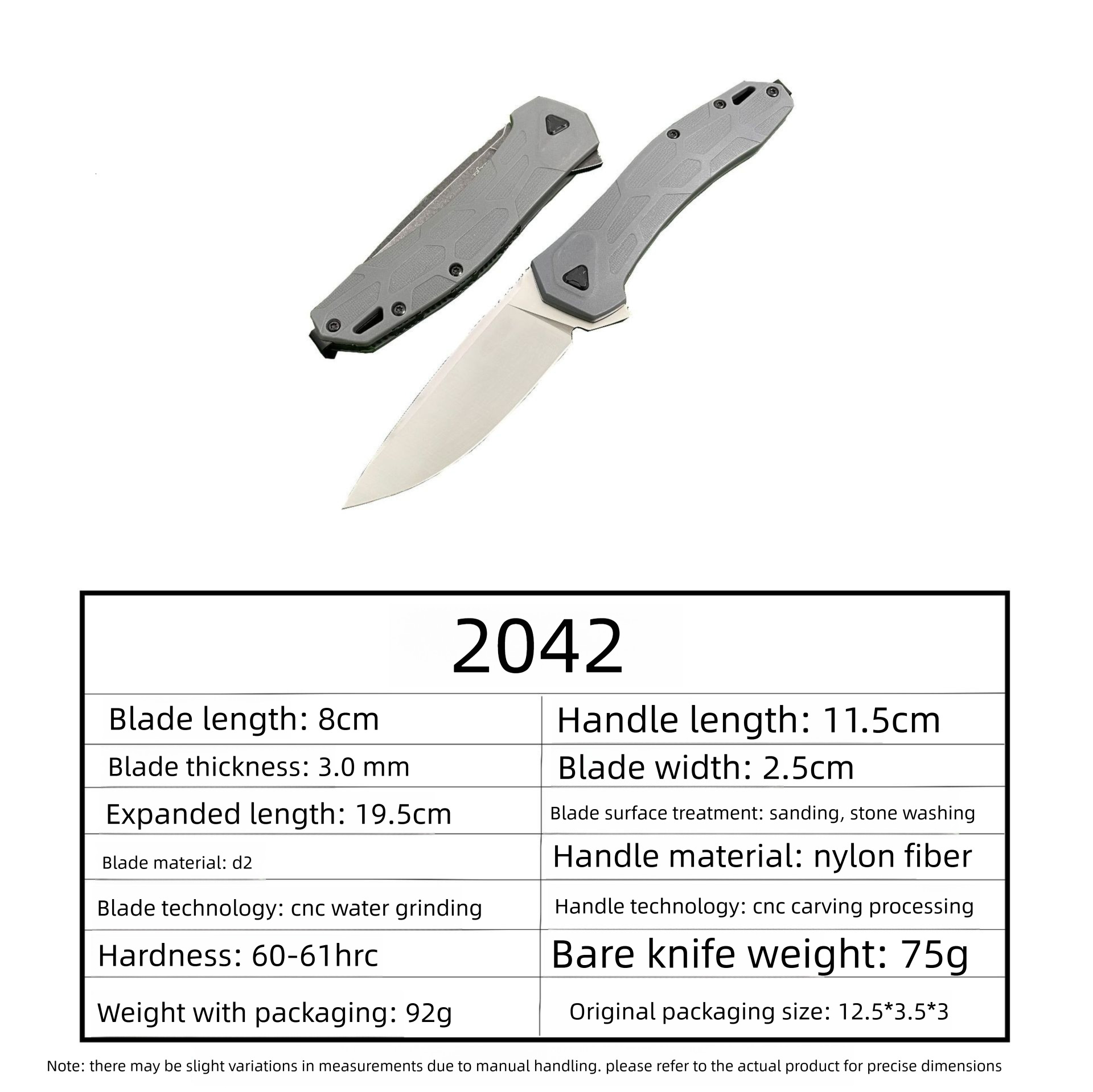 2042 Folding Pocket Knife D2 Blade Nylon Fiberglass Handle Multifunction Fruit Outdoor Camping Knife EDC Defensive Tools