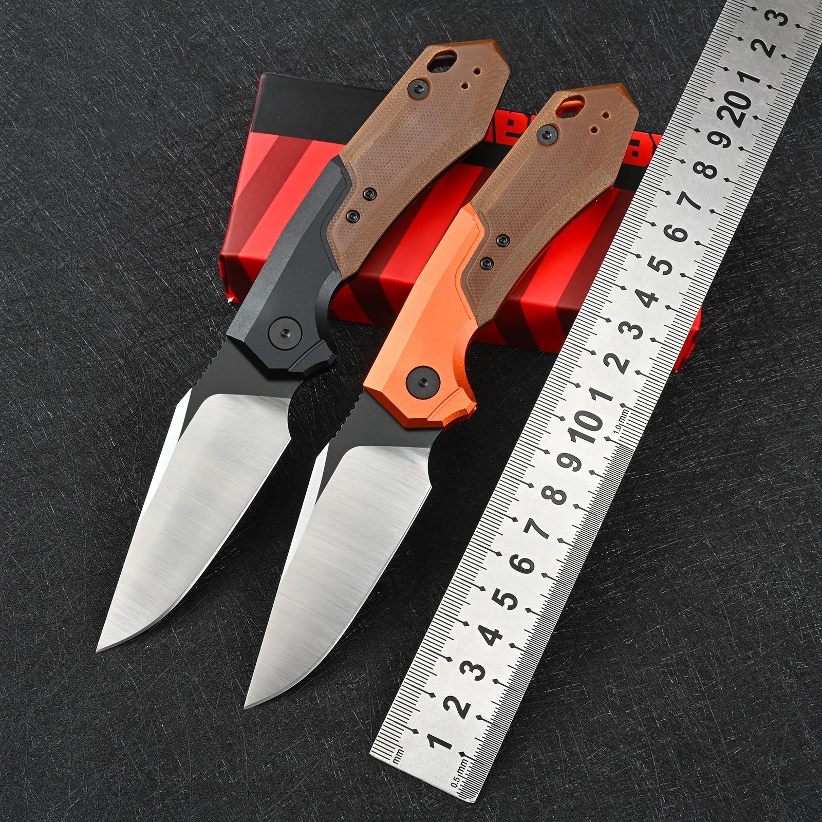 7851 Outdoor Hunting Folding Knife, Durable 8cr14mov Blade Aluminum Alloy + G10 Handle with Pocket Clip Portable Camping Hiking Rescue Tool