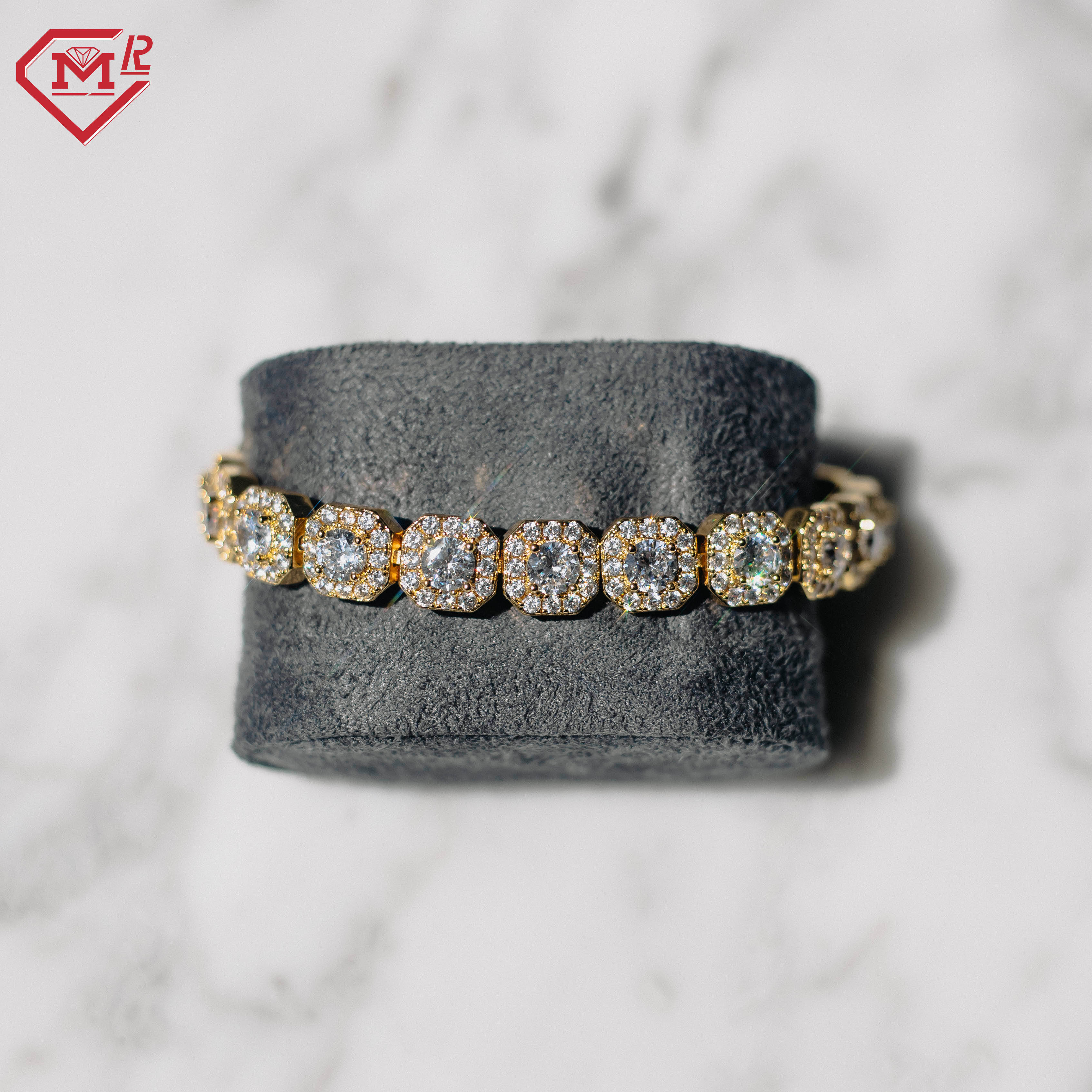 Luxury 10mm Moissanite Link Chain Bracelet Hip Hop Vvs Clarity 925 Silver Moissanite Tennis Bracelet