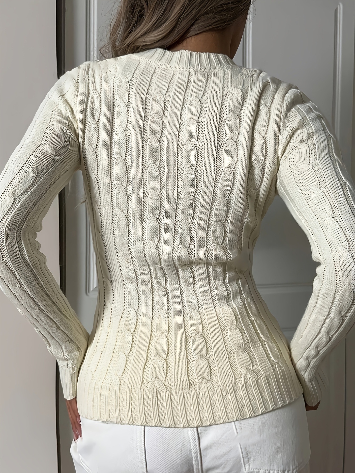New Amazon Cross-Border Women's Off-Shoulder Twisted Rope Embroidered Top Sweater Knit