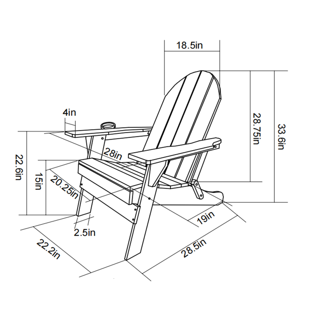 Wholesale HDPE Folding Adirondack Chair with Dual Cup Holder - Composite Adirondack Chair with Wood Texture- White