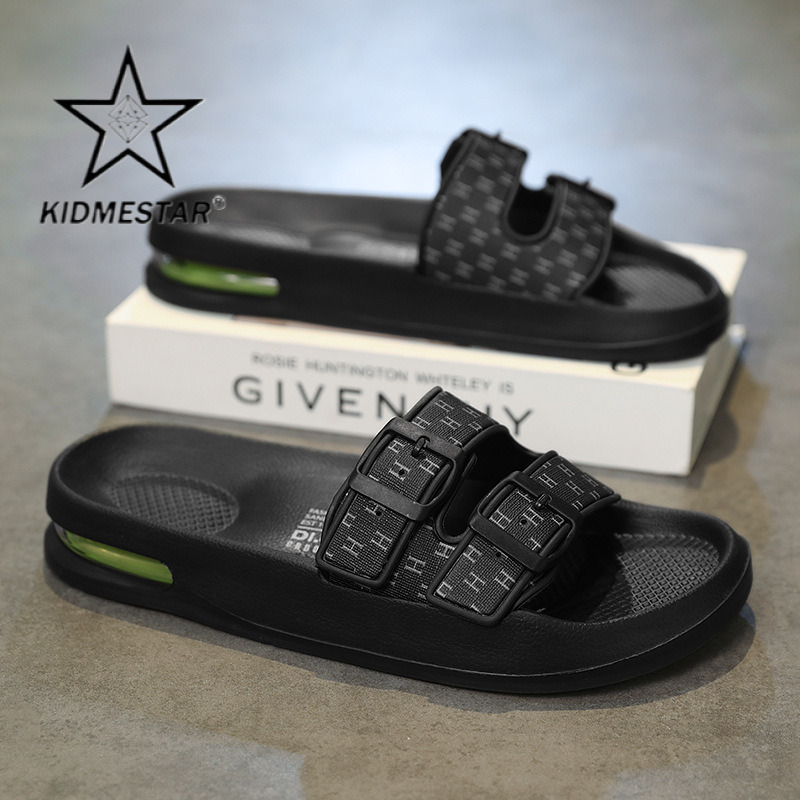 Designer Luxury Men's Casual Outdoor High-end Beach Sandals For Home Wear Comfortable Korean-style Lightweight Double Buckle Style With Anti-slip