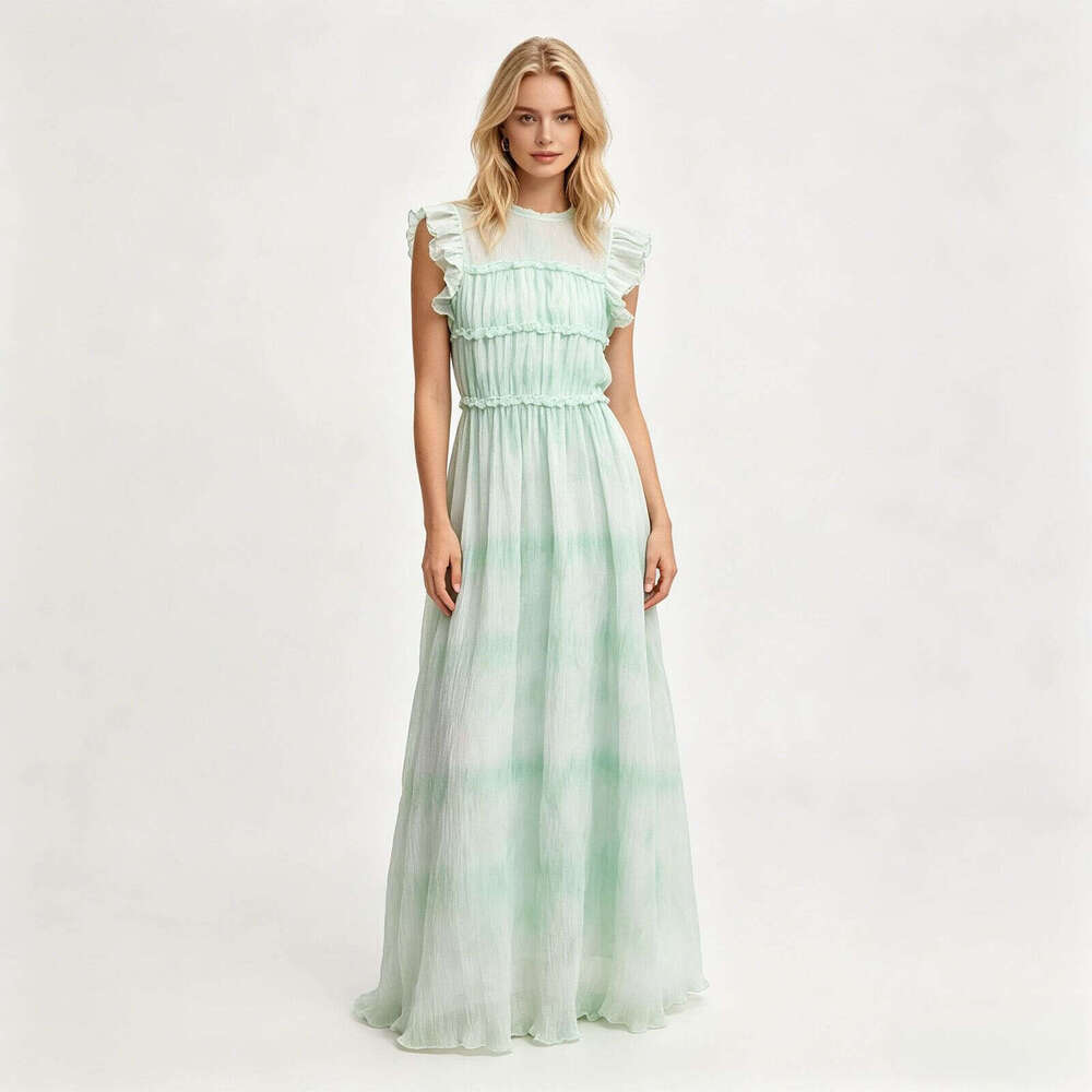 Designer's FC high-end women's long skirt summer outfit new k30 FC fairy soft long sleeved flowing slim fit dress