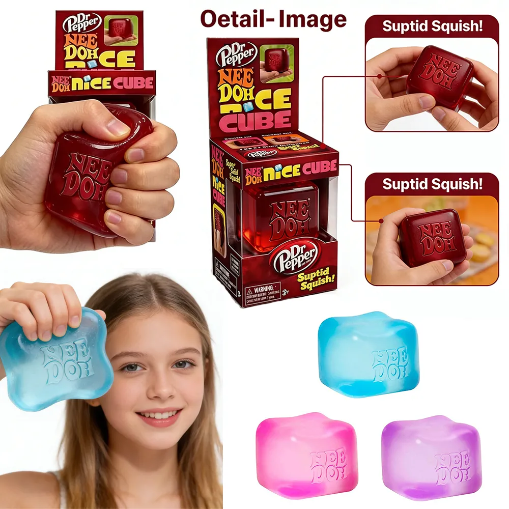 Needoh nice cube Fuzz Ball Stress Reliever Fidget Tool Jelly Squeezing Toy Jellyfish Shape Swinging Tentacles Bring Sensory Fun Parent Child Interacti