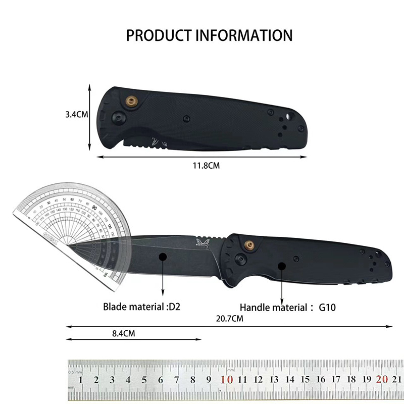 BM 4300 Compact Folding Knife D2 Steel Blade G10 Handle Outdoor Tactical Camping EDC Fishing Tool Jungle Exploration Tool
