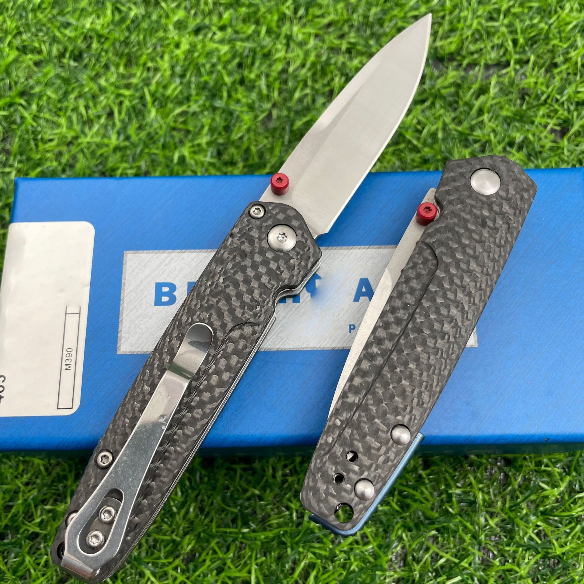 Bm485 carbon fiber handle titanium fracture knife, high hardness outdoor portable mini sharp knife