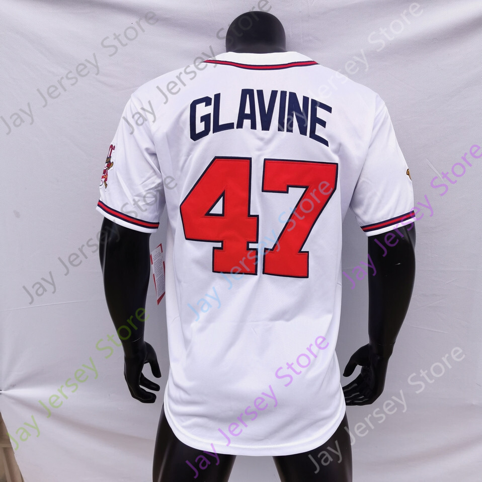 1995 World Series Jersey Vintage Bobby Cox Javy Lopez Chipper Jones David Justice John Smoltz Tom Glavine John Rocker Maddux White Grey Size S-3XL