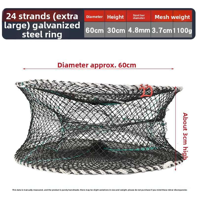 Reinforced Crab Cage Heavy Duty Lobster Shrimp Trap Foldable Sea Fishing Net Portable Coastal Catching Tool for Seaside Outdoor Use
