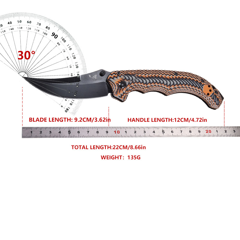 BM Mini Bedlam 865 Tactical Folding Claw Knife D2 Blade G10 Handle Portable Outdoor Utility Knife with Hunting Function