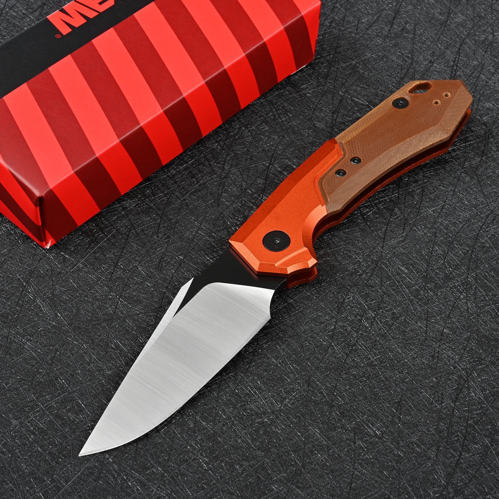 7851 Outdoor Hunting Folding Knife, Durable 8cr14mov Blade Aluminum Alloy + G10 Handle with Pocket Clip Portable Camping Hiking Rescue Tool