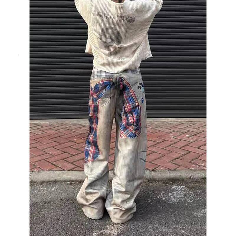 YIBASHU Women Y2k Baggy 3D Print Harajuku Vintage Denim Trousers Japanese 2000s Style Oversize Hip Hop Jeans Pants Clothes dongdumaoyi