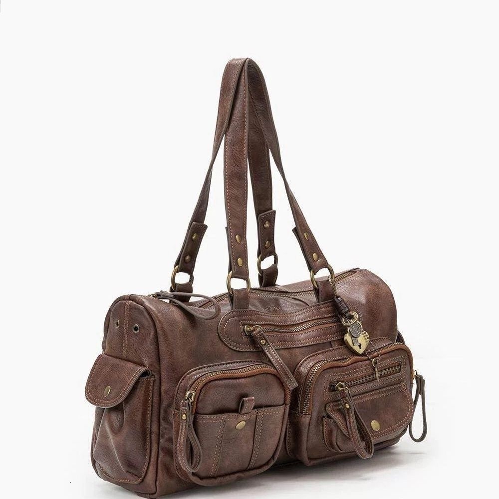 Punk Multiple Pockets Shoulder Bag Vintage Womens er Handbag High Quality Armpit Bags for Women Phone Pillow Bag Tote 240816