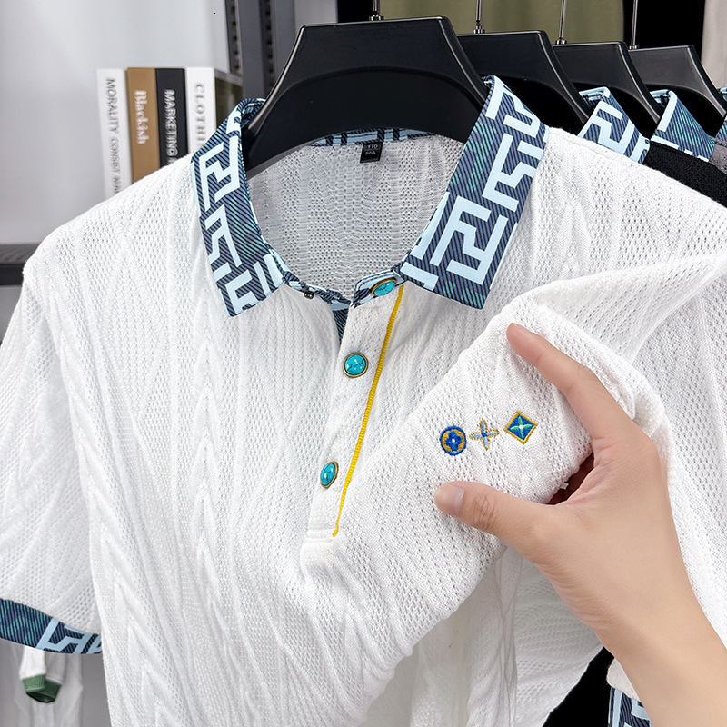 New Fashionable Short Sleeved Designer T-shirt For Men In Summer And Autumn Embroidered Pattern Color Blocked Jacquard Top Outdoor Casual Top