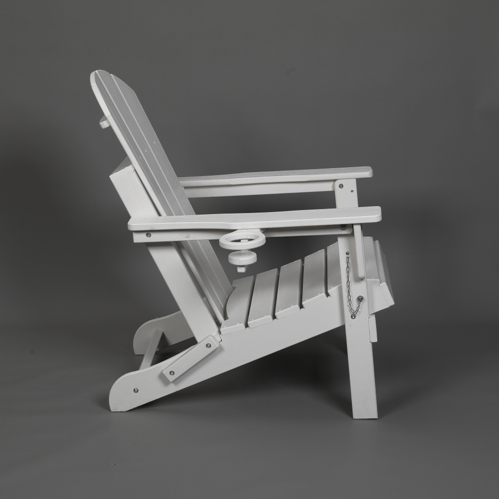 Wholesale HDPE Folding Adirondack Chair with Dual Cup Holder - Composite Adirondack Chair with Wood Texture- White