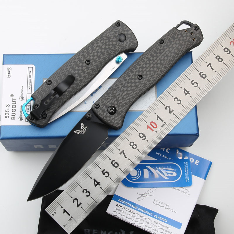 BM 535-3 Folding Knife S90V Blade Carbon Fiber Handles Sharp Field Hunting Knife Survival Tactical Tool with Pocket Clip