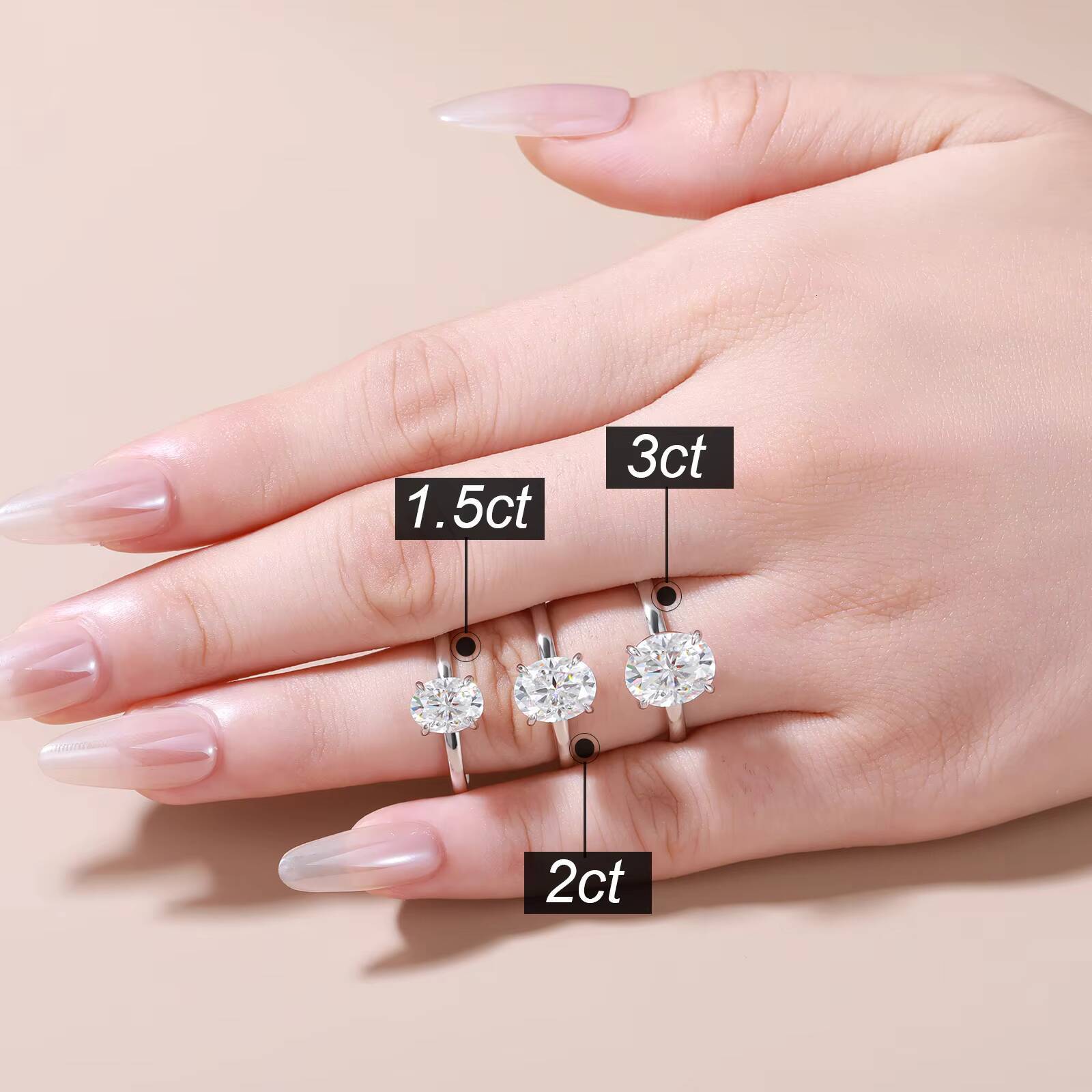 Luxury Jewelry Wholesale 15ct-3ct 925 Sterling Silver VVS Oval Cut Moissanite Diamond Engagement Band Ring for Women