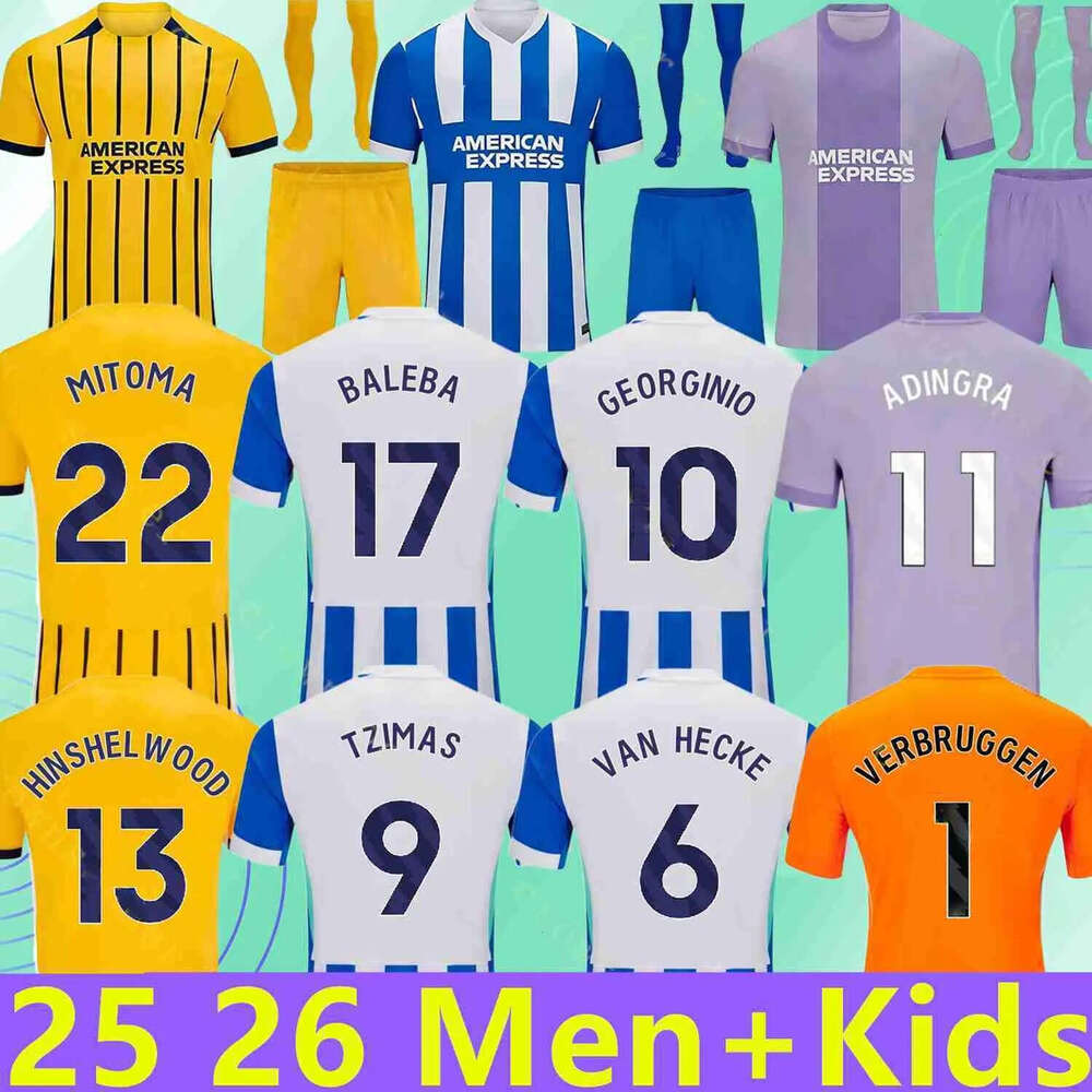 2025 2026 Brighton 25 26 SOCCER JERSEYS home away HINSHELWOOD TZIMAS GRUDA MINTEH VAN HECKE MITOMA BALEBA GEORGINIO MAN FAN KIDS JERSEY FOOTBALL SHIRTS set