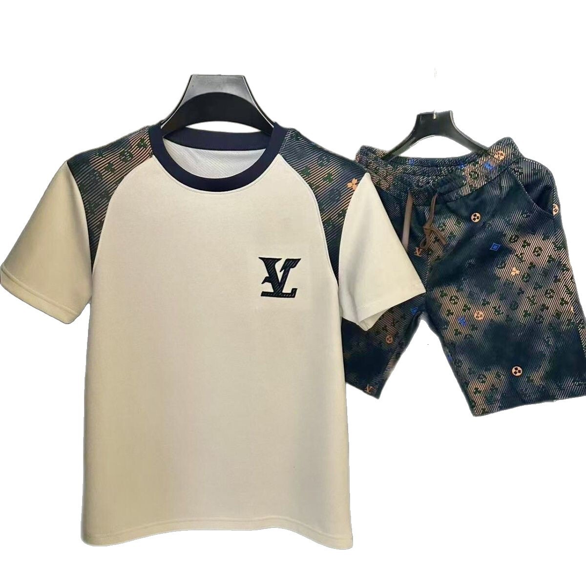 Summer Men's New Designer T-shirt Trendy Versatile Shorts Slimming Fashion Set Light Luxury Senior Men's Casual Daily Wear