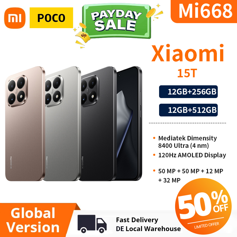 Xiaomi Smartphone Xiaomi 15T 12+256GB, 6.83 Inch 120 Hz Eye-Friendly Display, MediaTek Dimensity 8400-Ultra, 50MP Leica Summilux Lens, 5500 mAh