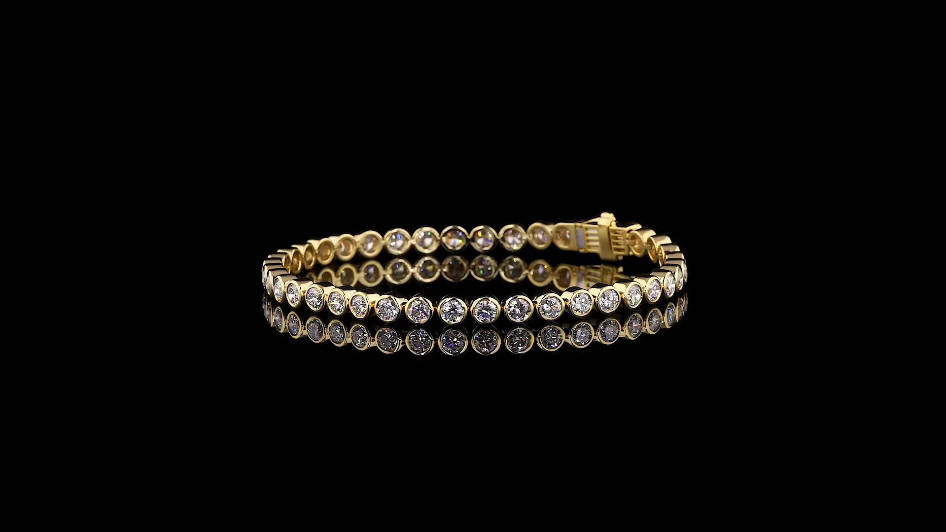 Bezel Lab Created Diamond Tennis Bracelet 18K Solid Gold IGI Certified Sustainable Luxury Jewelry Custom Length Options