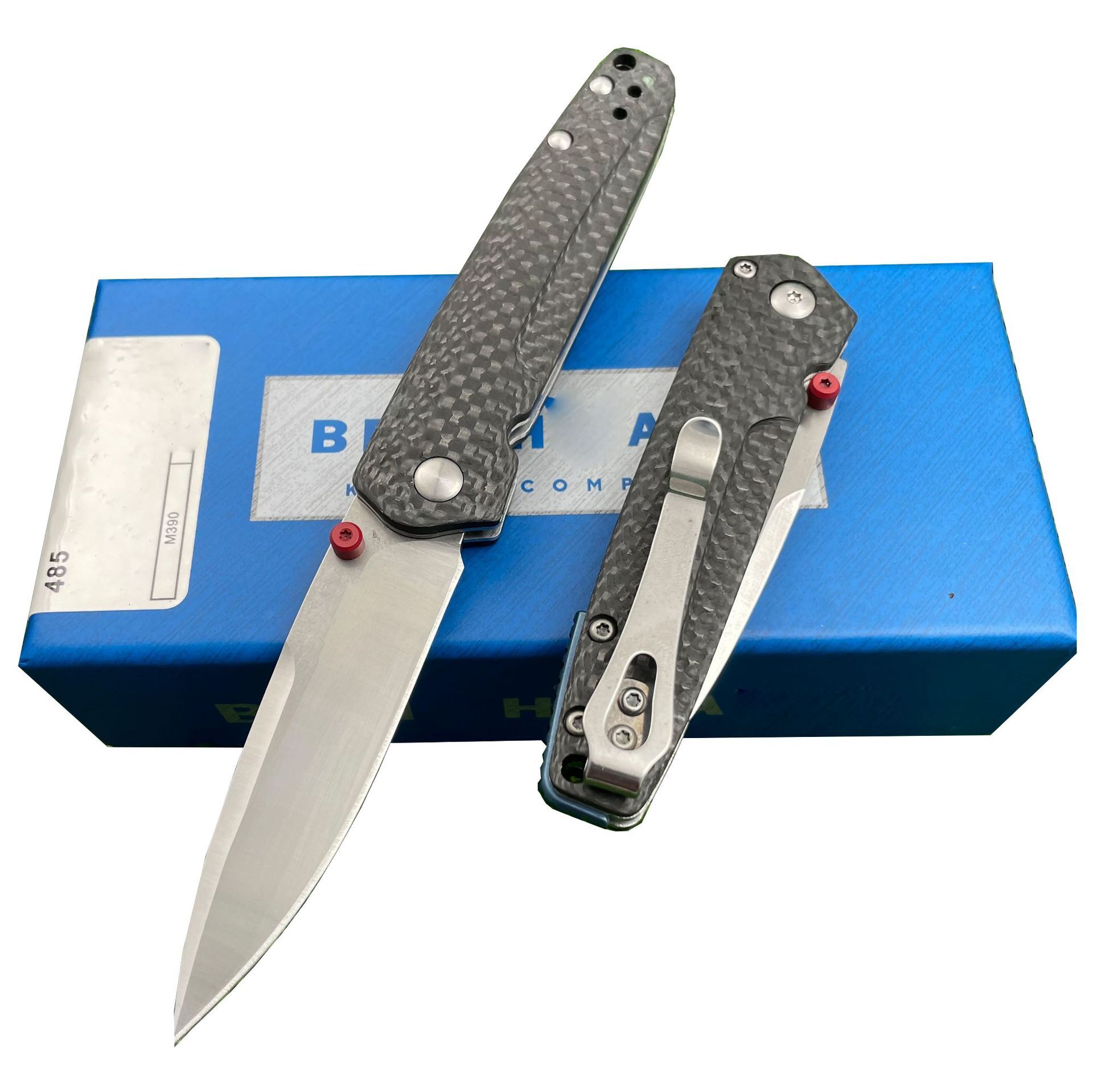 Bm485 carbon fiber handle titanium fracture knife, high hardness outdoor portable mini sharp knife