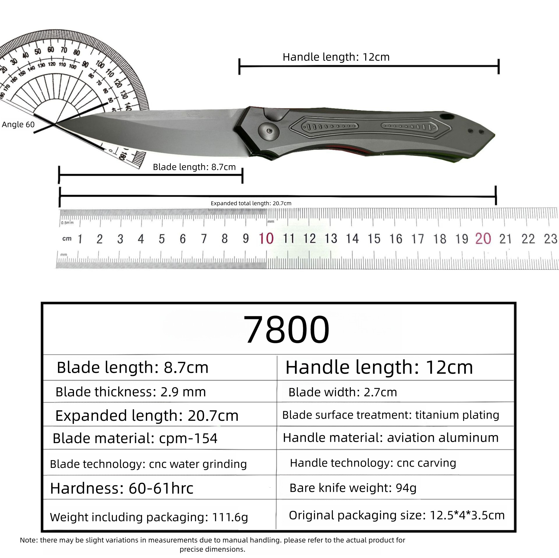 KS 7800 Blk Launch 6 Pocket Knife 3.75" Blade CPM154 Steel Treated Aluminum Handle Outdoor Tactical EDC Hunting Knife Men's Gift